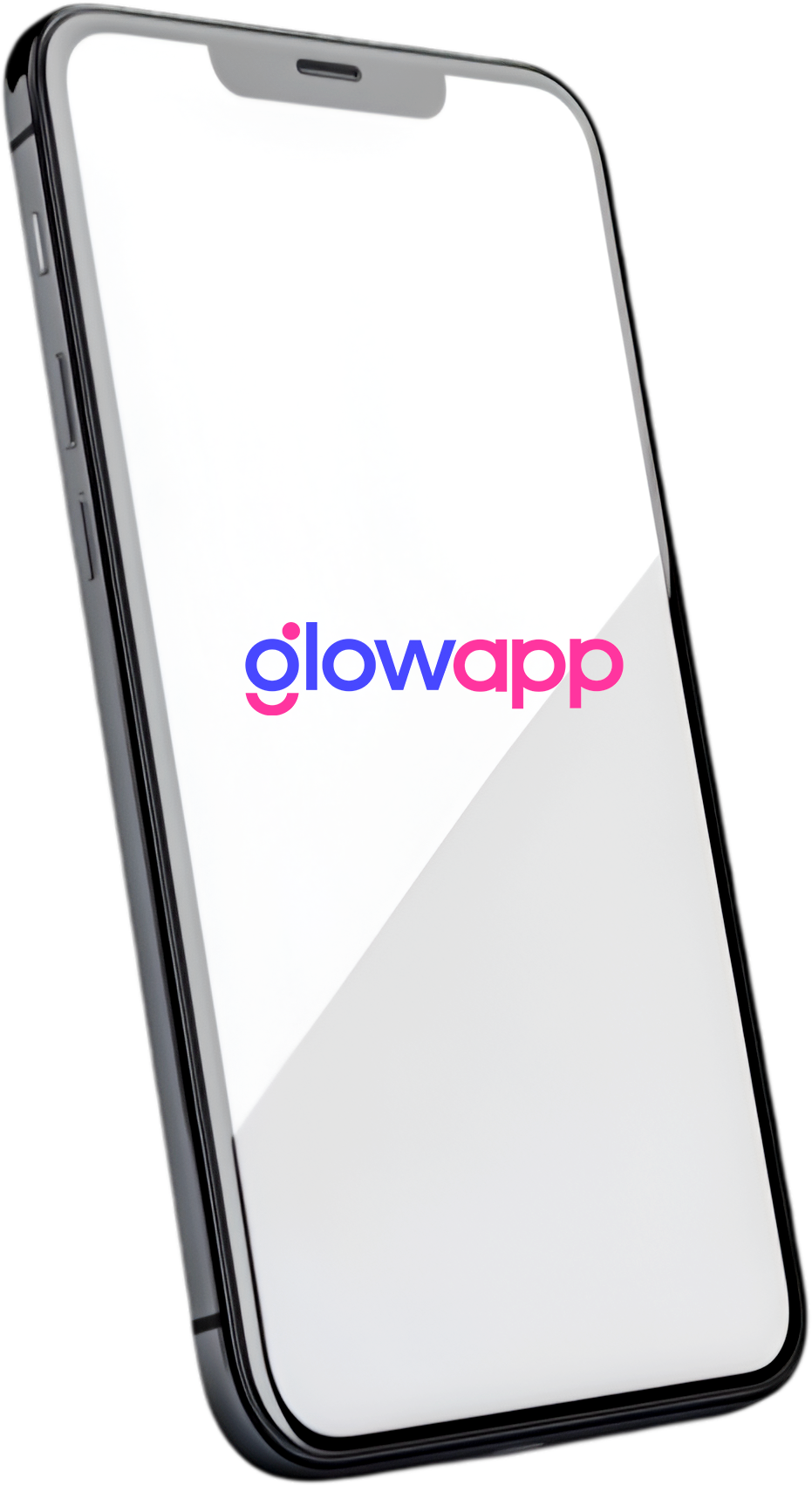 Mockup de um smarphone com a logo do GlowApp
